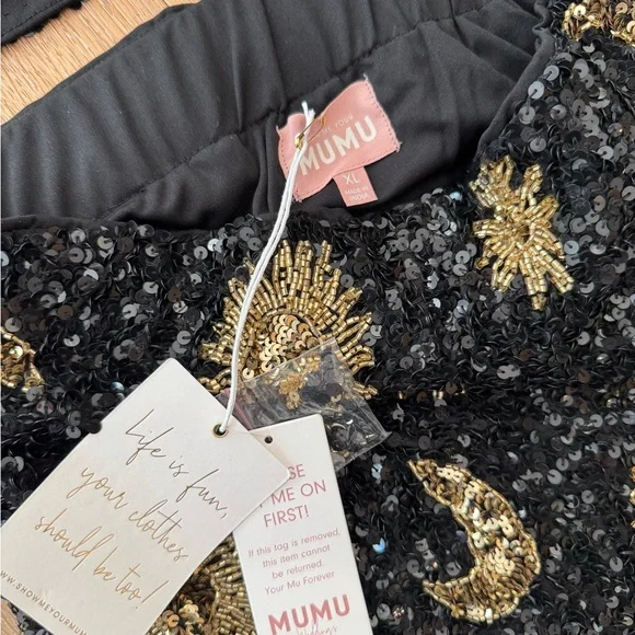 Show Me Your Mumu Black and Gold Sequin Celestial Skirt - Picture 3 of 3
